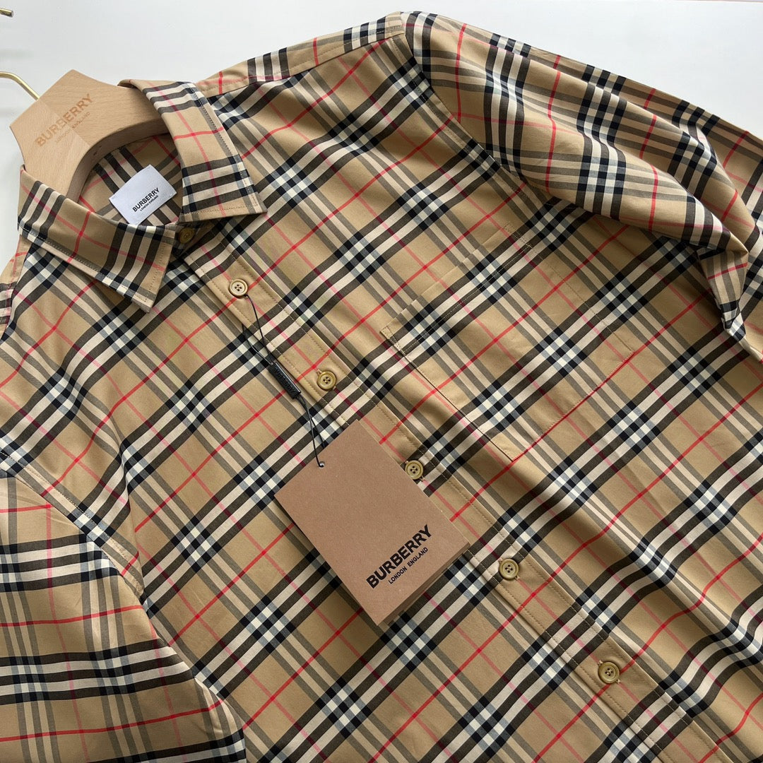 Beige Cotton Classic Check Long-Sleeve - Men's