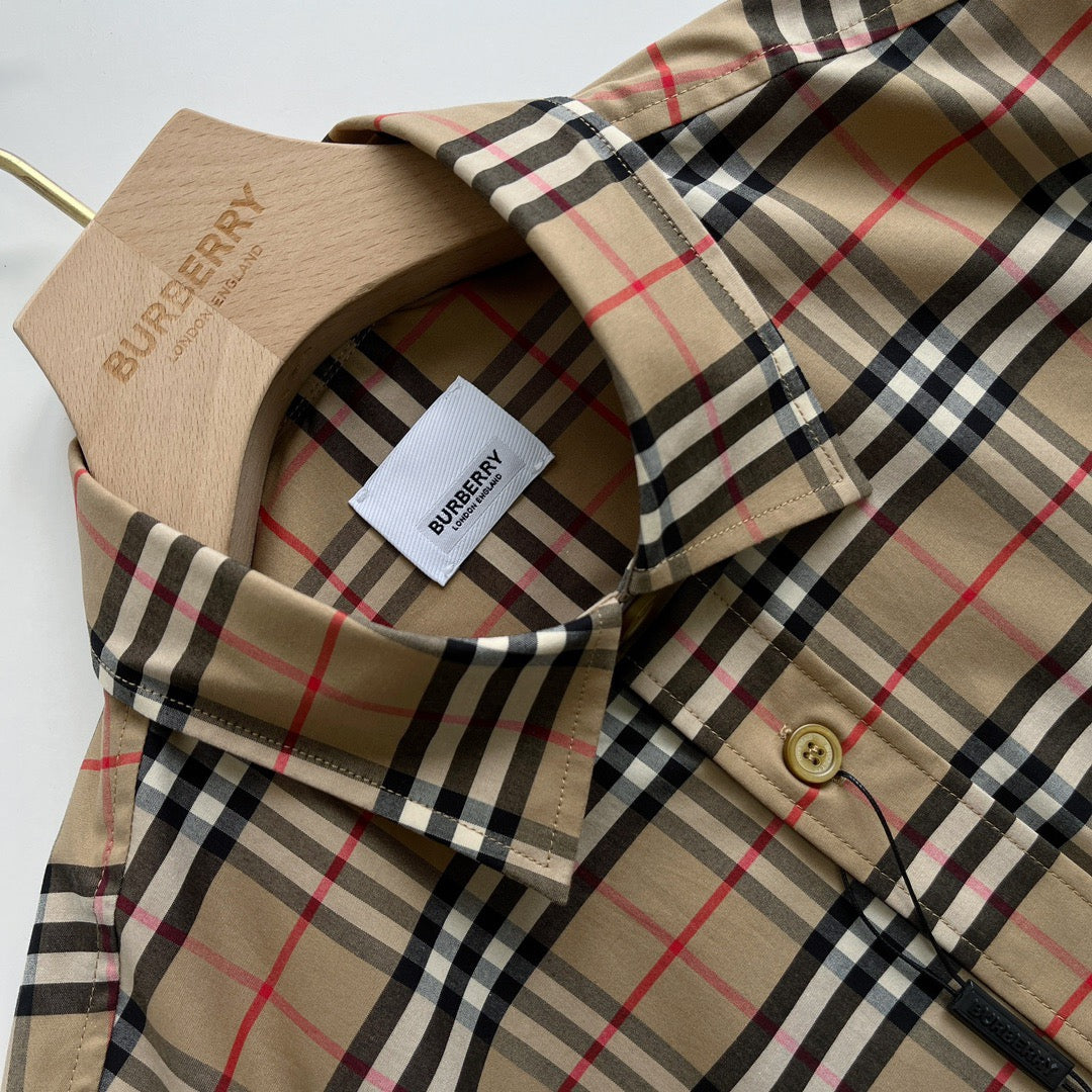 Beige Cotton Classic Check Long-Sleeve - Men's