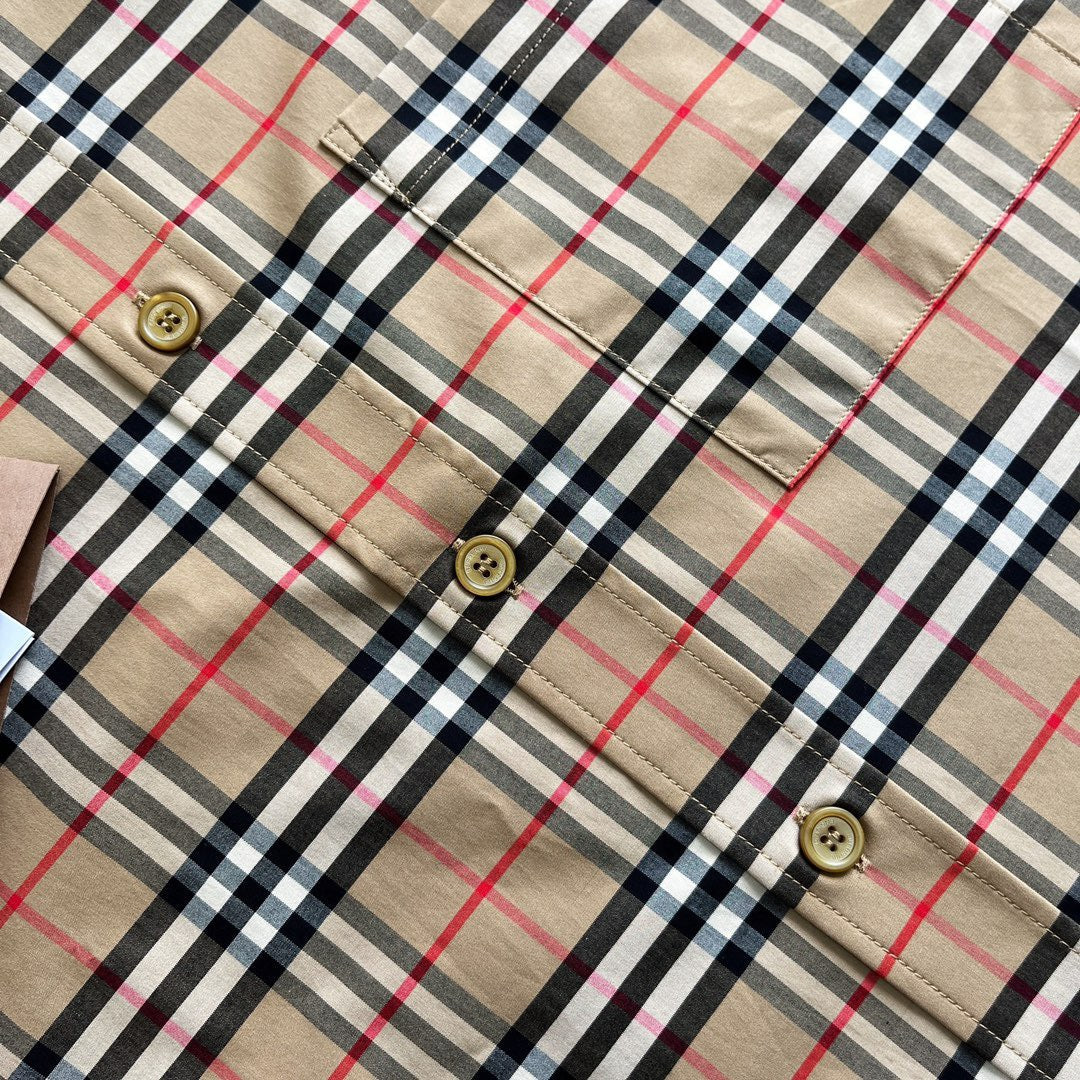 Beige Cotton Classic Check Long-Sleeve - Men's