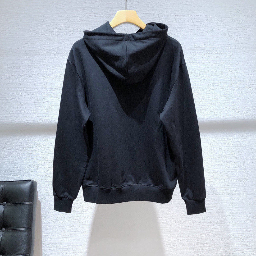 Black Cotton Gold Logo Pullover - Men's