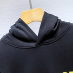 Black Cotton Gold Logo Pullover - Men's