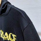 Black Cotton Gold Logo Pullover - Men's
