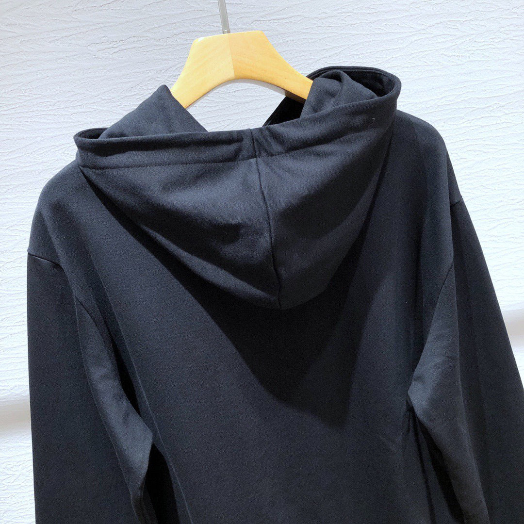 Black Cotton Gold Logo Pullover - Men's