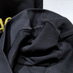 Black Cotton Gold Logo Pullover - Men's