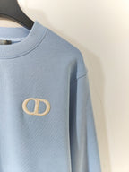 Blue Cotton Logo Crewneck - Men's