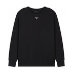 Black Cotton Triangle Logo Crewneck - Men's