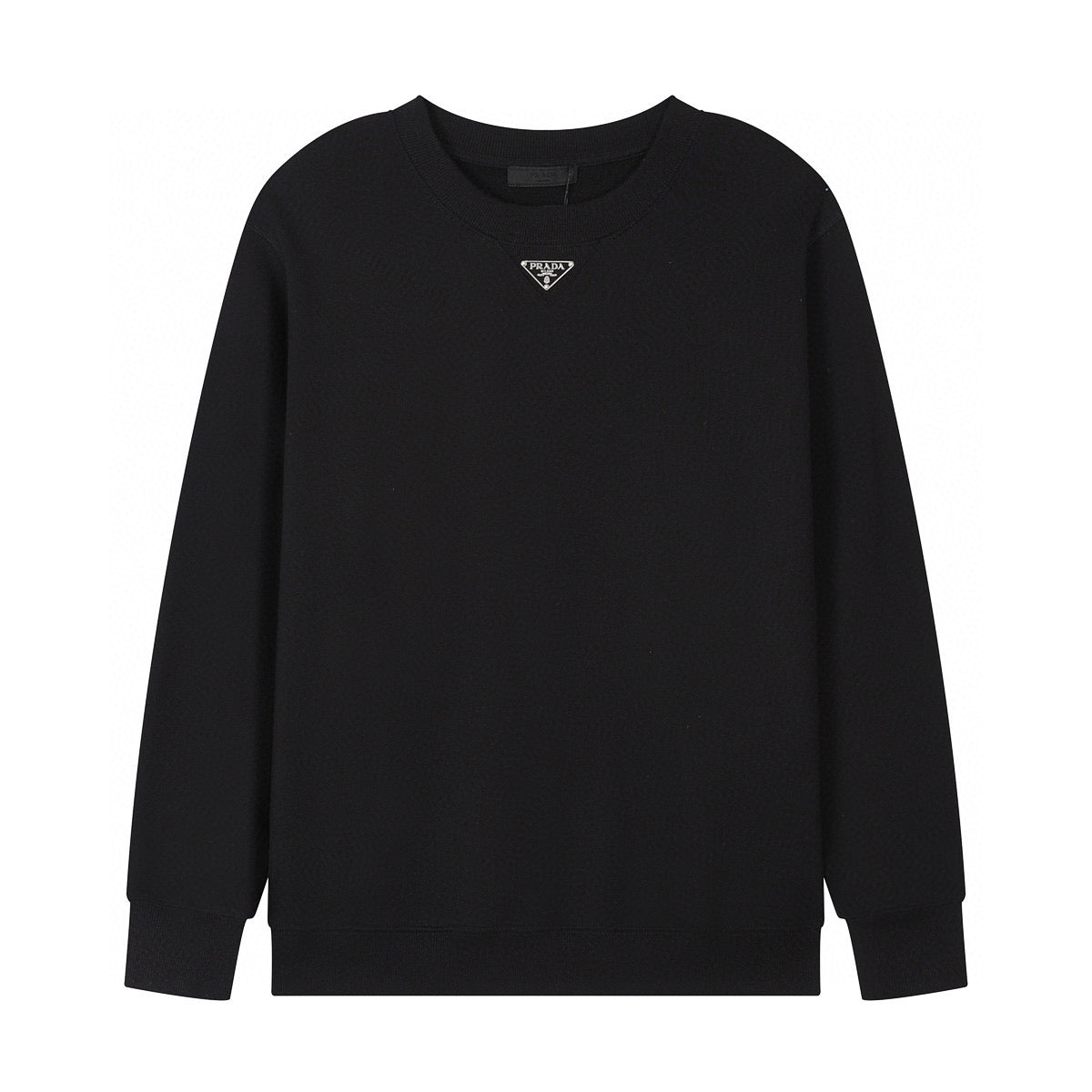 Black Cotton Triangle Logo Crewneck - Men's