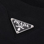 Black Cotton Triangle Logo Crewneck - Men's