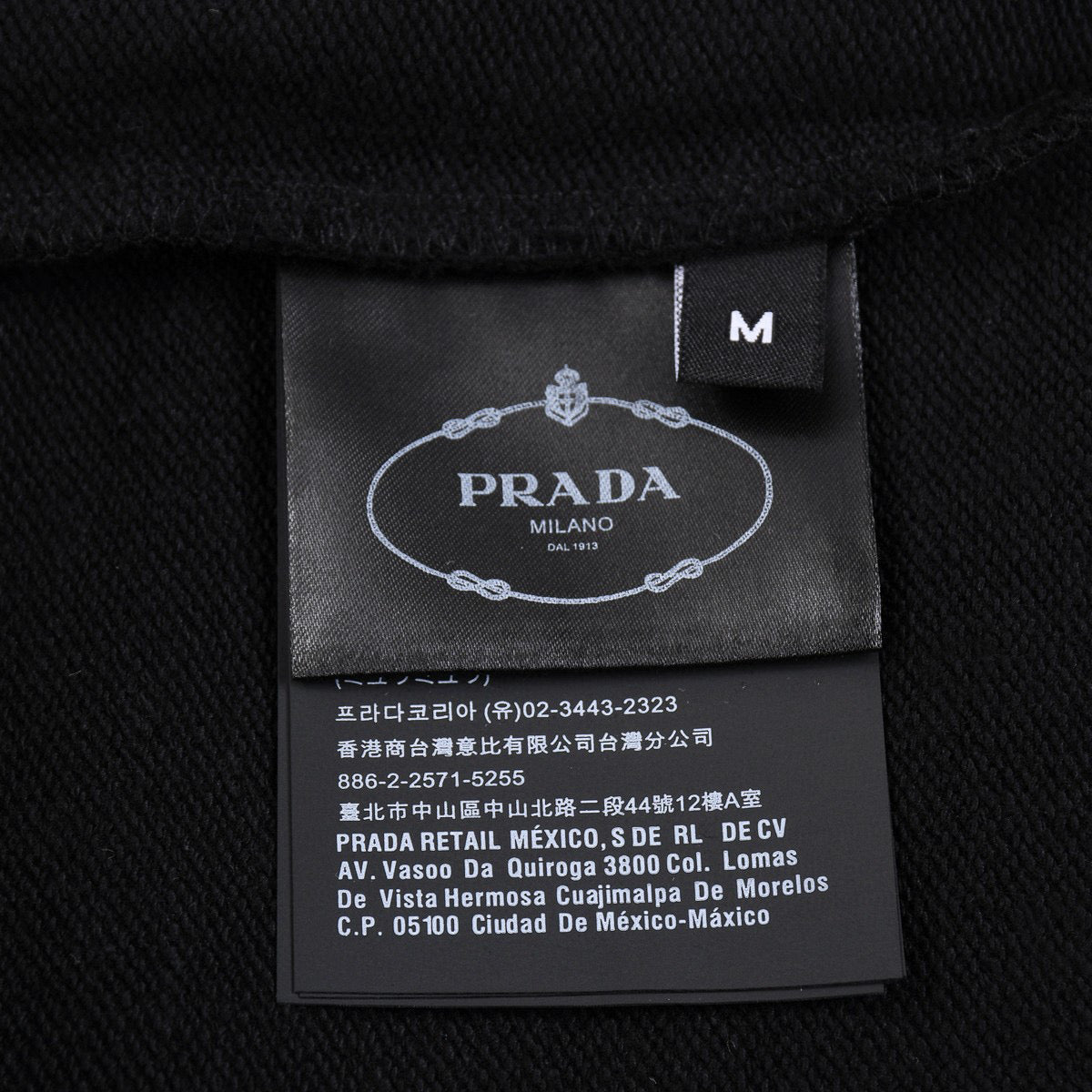 Black Cotton Triangle Logo Crewneck - Men's
