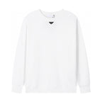 Black Cotton Triangle Logo Crewneck - Men's