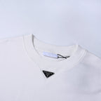 Black Cotton Triangle Logo Crewneck - Men's