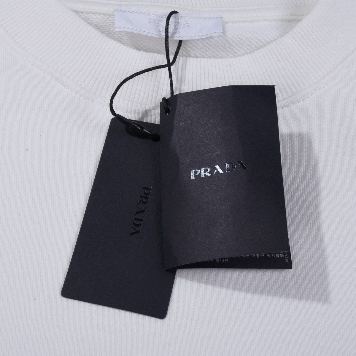 Black Cotton Triangle Logo Crewneck - Men's