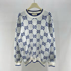 White Jacquard Monogram Crewneck - Men's