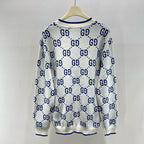 White Jacquard Monogram Crewneck - Men's