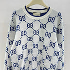 White Jacquard Monogram Crewneck - Men's