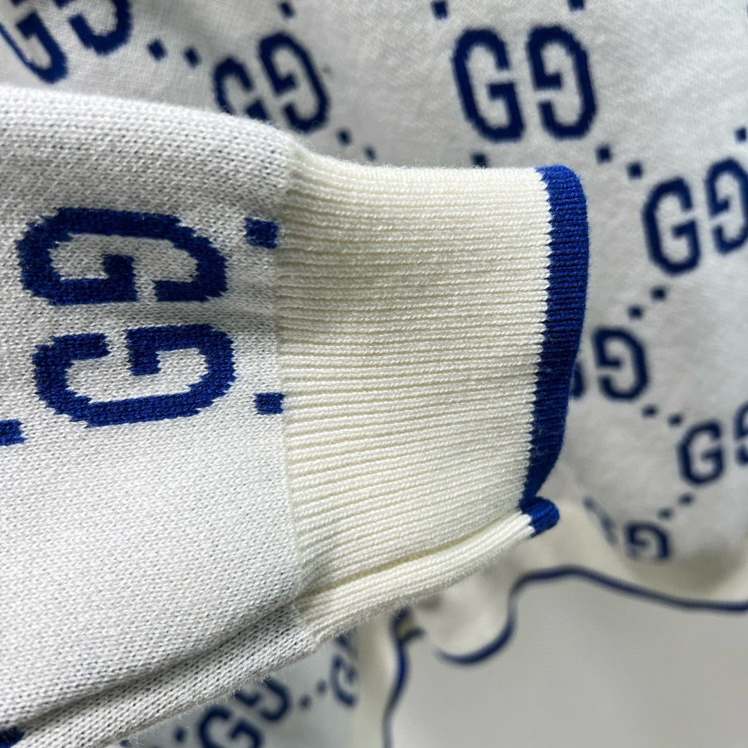 White Jacquard Monogram Crewneck - Men's