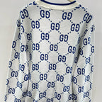 White Jacquard Monogram Crewneck - Men's