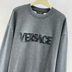 Grey Cotton Bold Text Crewneck - Men's