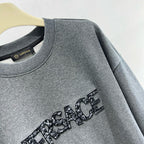 Grey Cotton Bold Text Crewneck - Men's