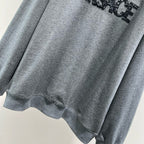 Grey Cotton Bold Text Crewneck - Men's