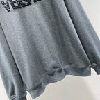 Grey Cotton Bold Text Crewneck - Men's