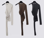 Black Jersey Asymmetric Long-Sleeve - Women's