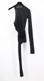 Black Jersey Asymmetric Long-Sleeve - Women's