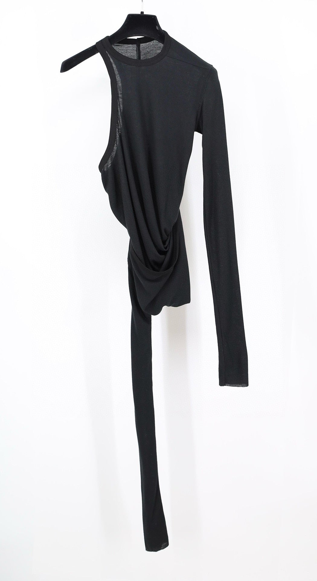 Black Jersey Asymmetric Long-Sleeve - Women's