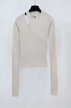 Black Jersey Asymmetric Long-Sleeve - Women's