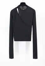Black Jersey Asymmetric Long-Sleeve - Women's