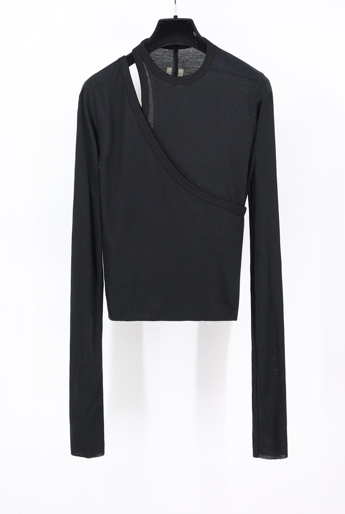 Black Jersey Asymmetric Long-Sleeve - Women's