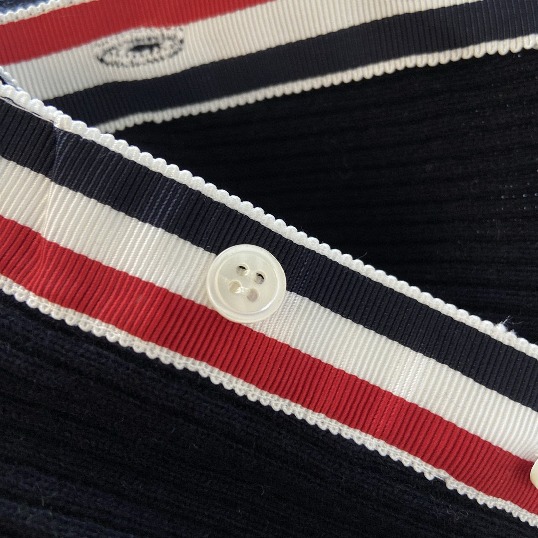 Navy Wool Anchor Intarsia Cardigan - Women's