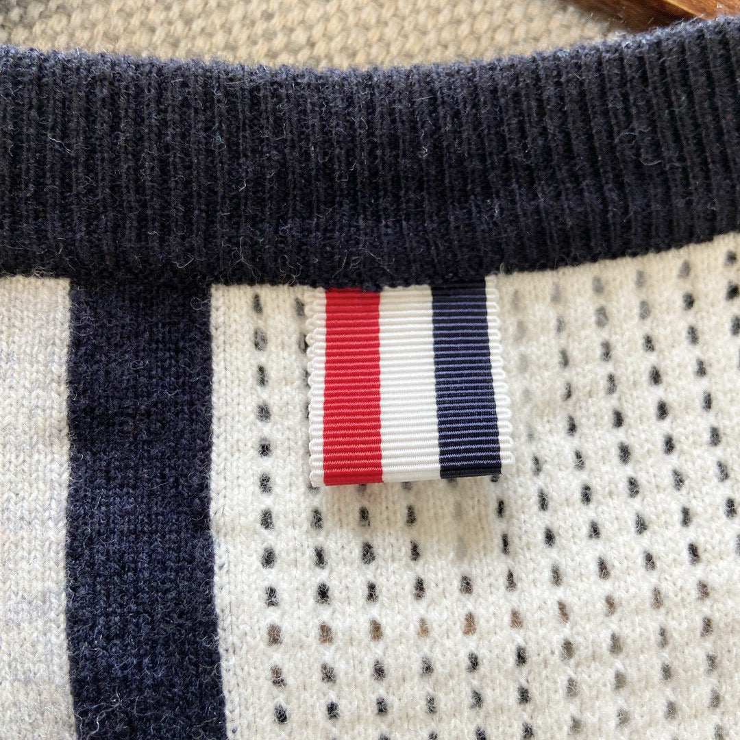 Navy Wool Anchor Intarsia Cardigan - Women's