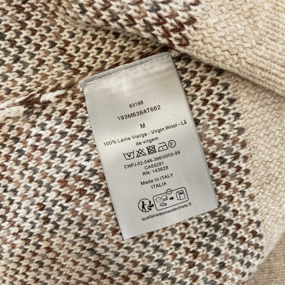 Cream Jacquard Monogram Crewneck - Men's