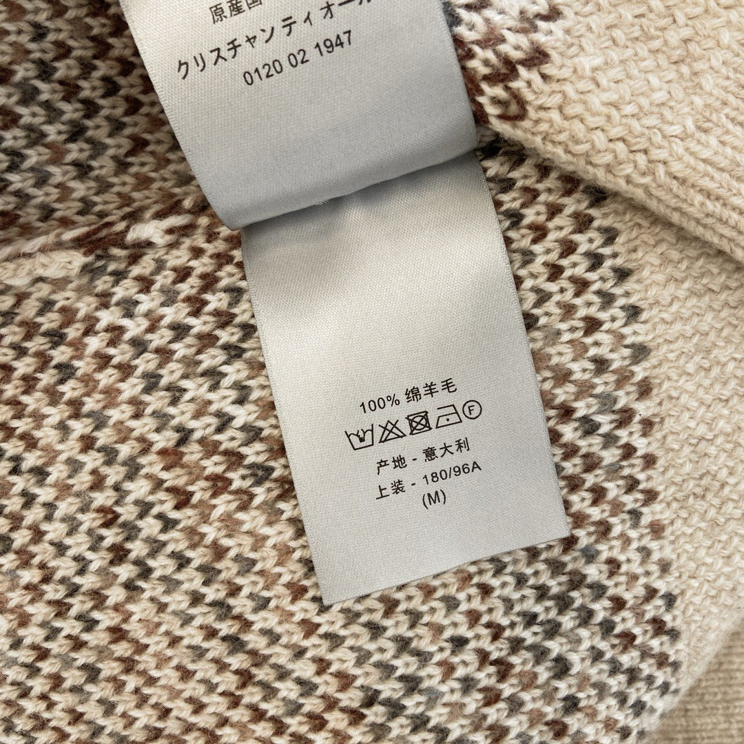 Cream Jacquard Monogram Crewneck - Men's