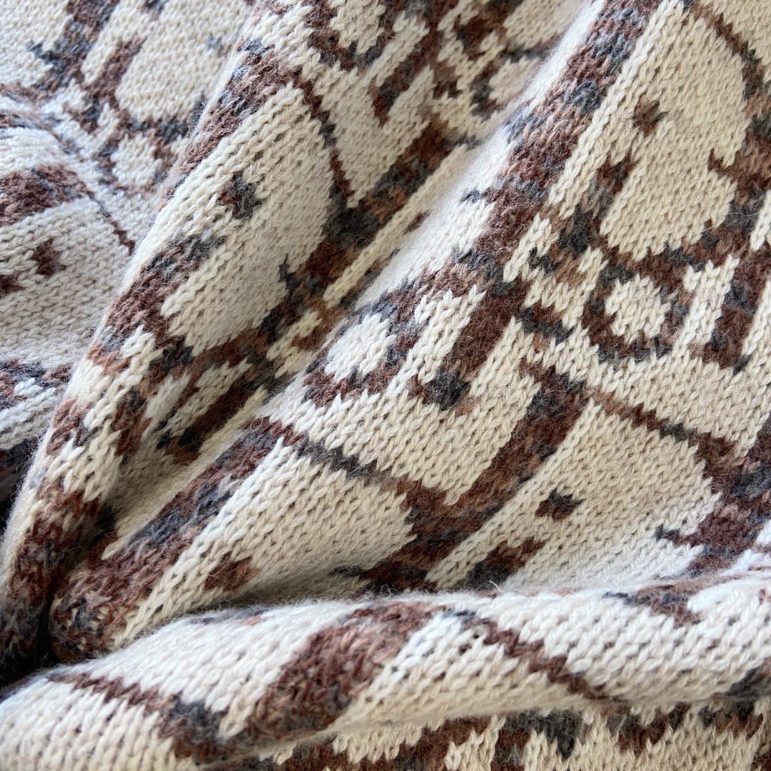 Cream Jacquard Monogram Crewneck - Men's