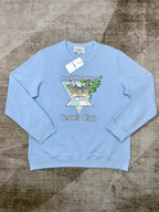 Blue Cotton Tennis Graphic Crewneck - Men's