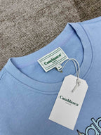 Blue Cotton Tennis Graphic Crewneck - Men's