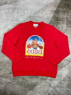 Red Cotton Arch Graphic Crewneck - Men's