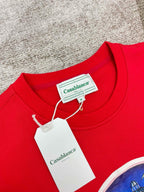 Red Cotton Arch Graphic Crewneck - Men's