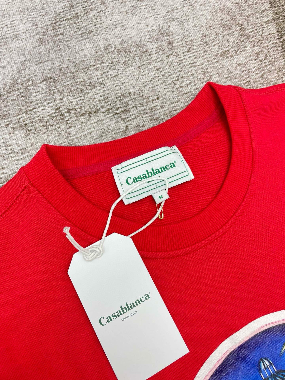 Red Cotton Arch Graphic Crewneck - Men's