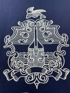Navy Cotton Script Logo Crewneck - Men's