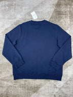 Navy Cotton Script Logo Crewneck - Men's