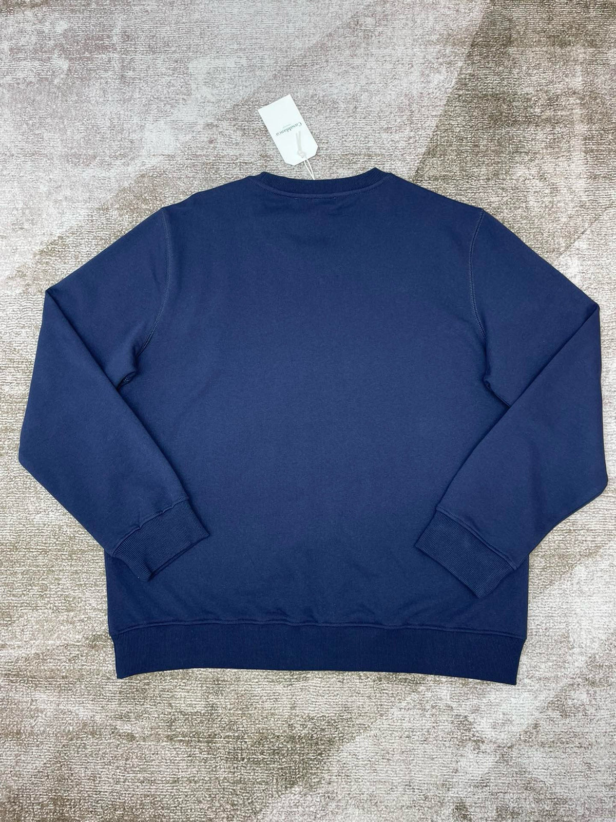 Navy Cotton Script Logo Crewneck - Men's