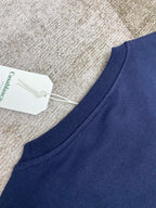 Navy Cotton Script Logo Crewneck - Men's