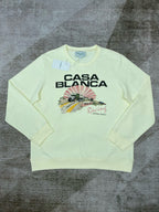 Green Cotton Landscape Graphic Crewneck - Men's