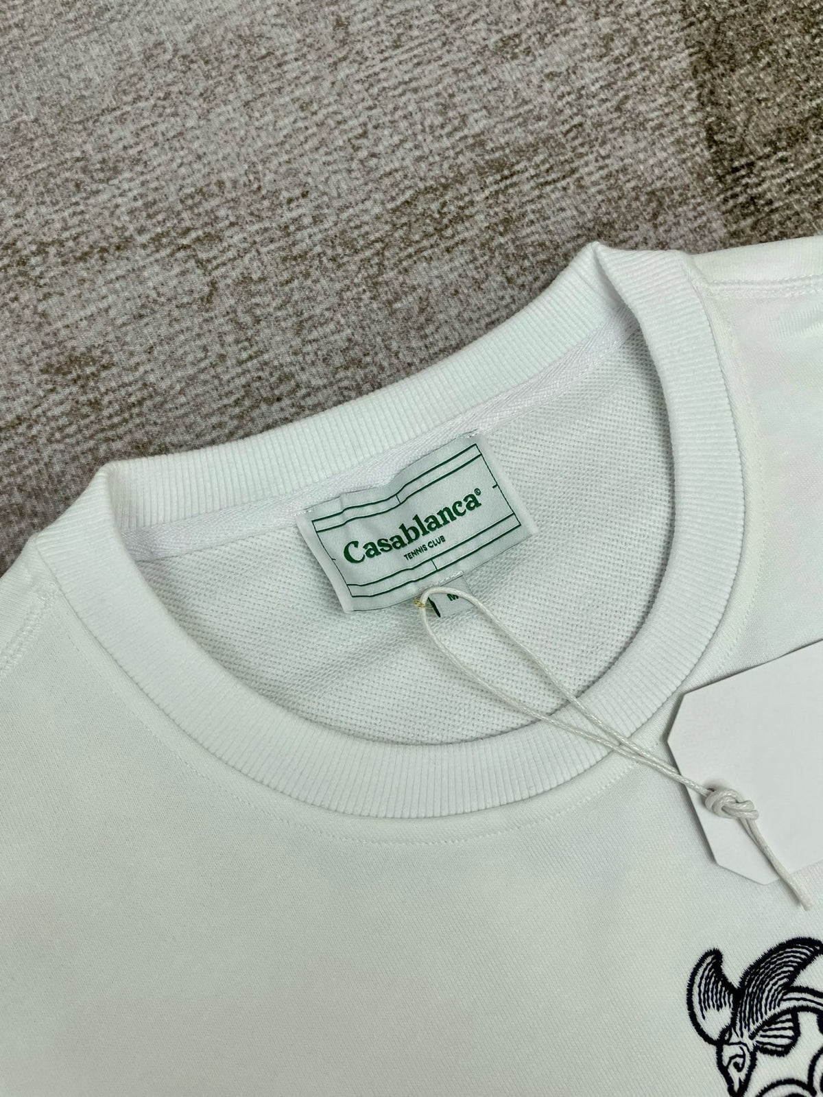 Green Cotton Script Logo Crewneck - Men's