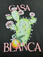 Black Cotton Cactus Graphic Crewneck - Men's