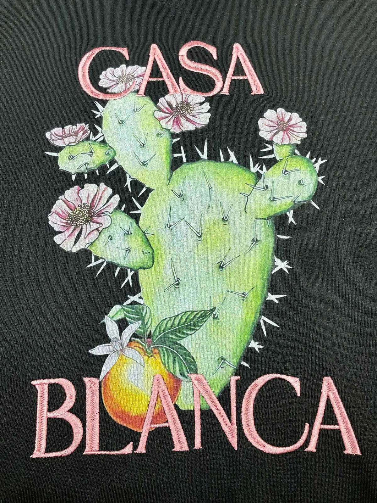 Black Cotton Cactus Graphic Crewneck - Men's