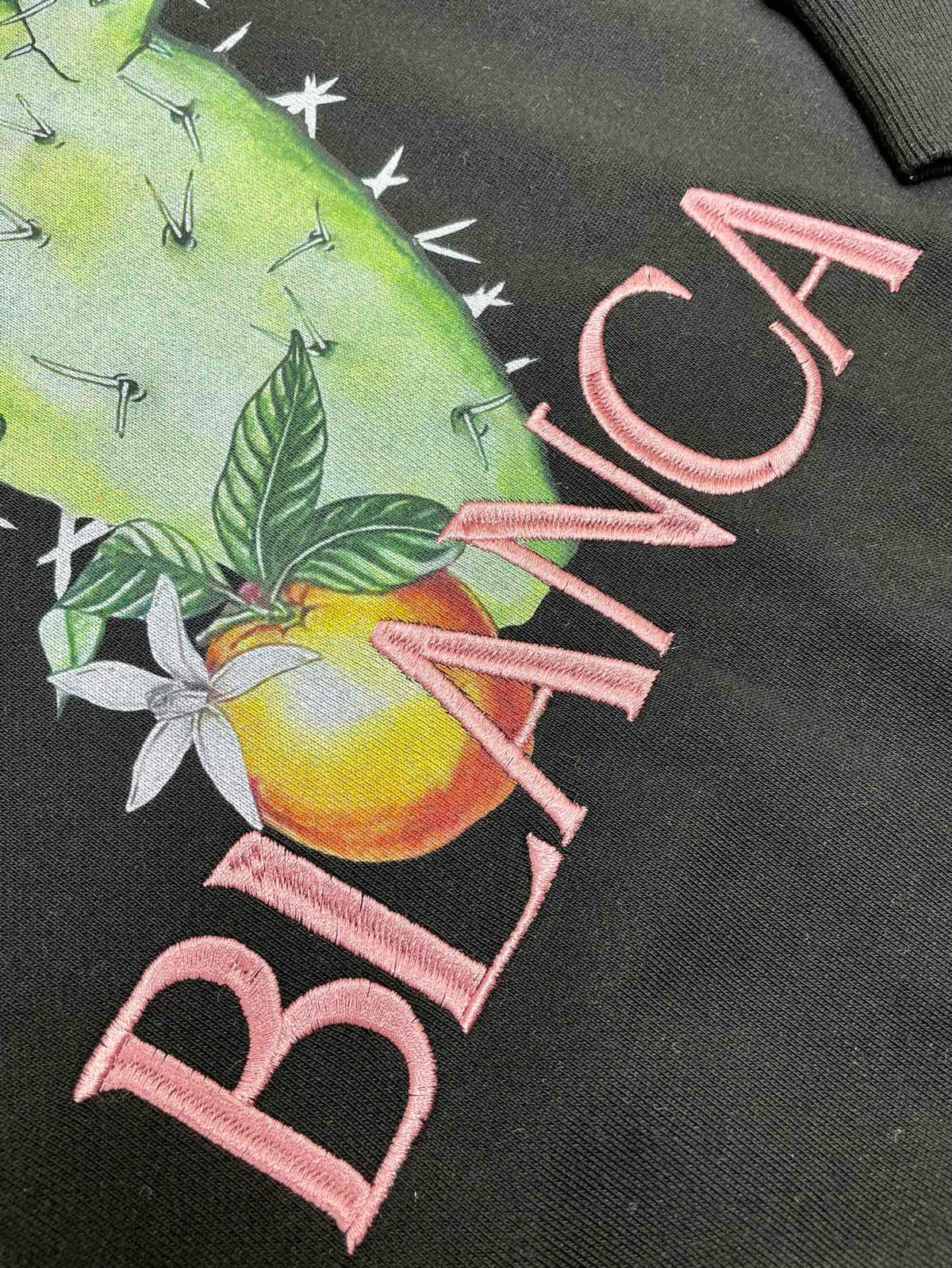 Black Cotton Cactus Graphic Crewneck - Men's
